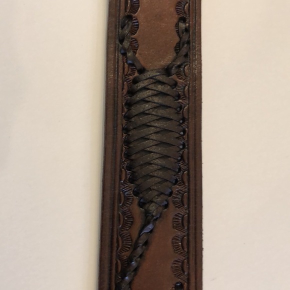 Western tooled belt with Howlite buckle VINTAGE main image 4